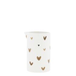 Milk Jug White/Brown Hearts 6x10 cm