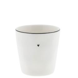 Mug White natural shape black heart 9 x 9 cm