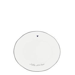 Oval Plate Small White with Heart in Black