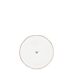 Side Plate White/Brown little heart 13cm