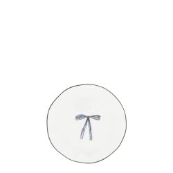 Side Plate White/Iris Blue Bow 13cm