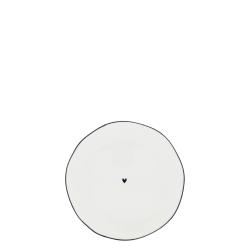 Side Plate White with black heart 13cm