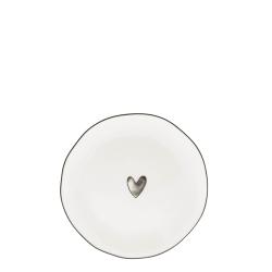 Side Plate Watercolour Heart Black 13cm