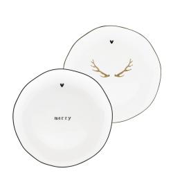 Side Plate Ass (2x12) White/Merry & Deer 13cm
