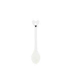 Spoon Small White w Heart 10cm