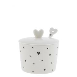 Sugar Bowl White/Hearts&Spoon in black 7x85x7cm

