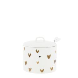 Sugar Bowl White/Brown Hearts