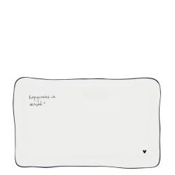 Sushi Plate White 'happiness is served' 22x14 cm