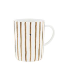 Tea Mug White with Brown Stripes