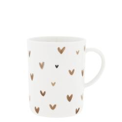 Tea Mug White with Brown Hearts