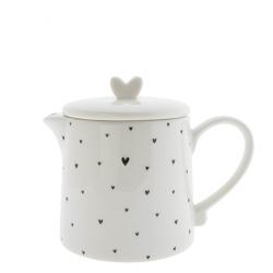 Teapot White Hearts BL



