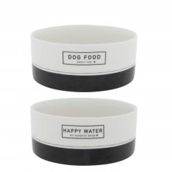 Bowl White DOG Food/Water in Bl16x6.5 cm Ass 2x6
