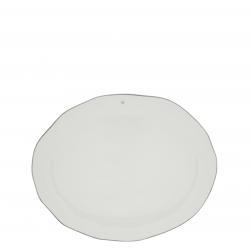 Servingplate White/edge Grey 37X30  cm
























