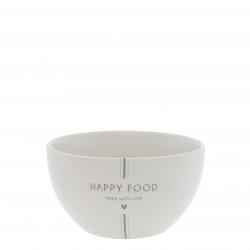 Bowl White/Happy Food in Grey Dia 13x7cm 




















