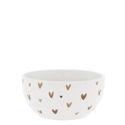 Bowl White/Little Hearts Brown 14,5x7cm