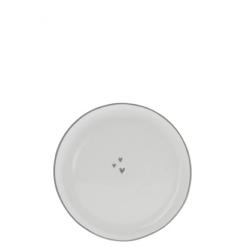 Cake Plate 16cm White/3 little Hearts in Grey













