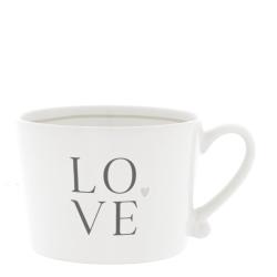 Cup White/LOVE with heart titane10x8x7cm