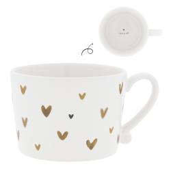 Cup White/Little hearts in Brown