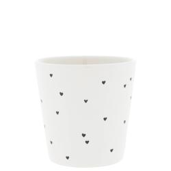 Cup White/hearts overall 9x9x7.5cm
