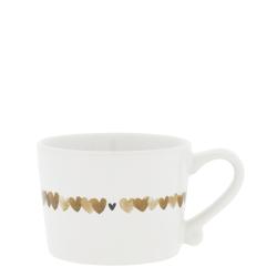 Cup White sm/Heart allround Brown 8.5x7x6cm