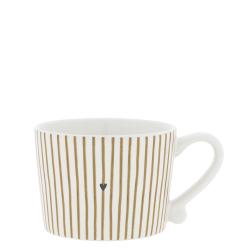 Cup White sm/Little Stripes Brown 8.5x7x6cm