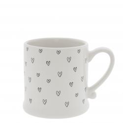 Mug White/Hearts overall in Black  8x7cm
























