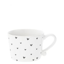Mug Small White/little hearts in black