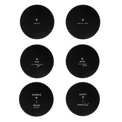 Coaster 6 designs Black 10,5 x 10,5 cm.Cena za SET.SET 6 ks










