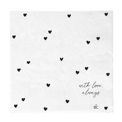 Napkin White/with love always 20 pcs16,5x16,5cm