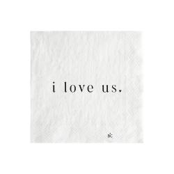 Napkin White/i love us. 20 pcs 12,5x12,5cm