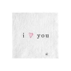 Napkin White/i Love you 20 pcs 12,5x12,5cm