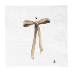 Napkin White/Bow in Caramel 20 pcs16,5x16,5cm