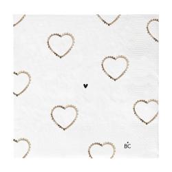 Napkin White/Hearts All-over L 20 pcs 16,5x16,5cm