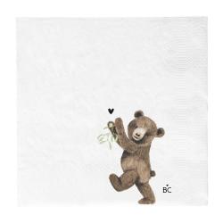 Napkin White/Mistletoe Bear  20 pcs 16,5x16,5cm