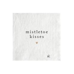Napkin White/Mistletoe kisses 20 pcs 12,5x12,5cm