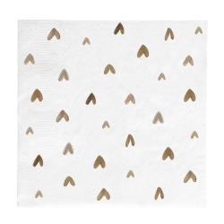 Napkin White/Hearts Brown 20 pcs 16,5x16,5cm