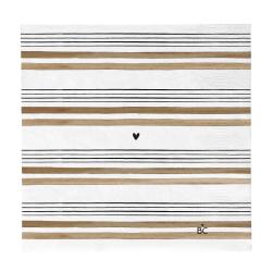 Napkin White/Stripes Brown 20 pcs 16,5x16,5cm