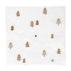 Napkin White/Xmas Trees Brown 20 pcs 16,5x16,5cm