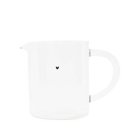 Jug glass M with black heart 10x14cm