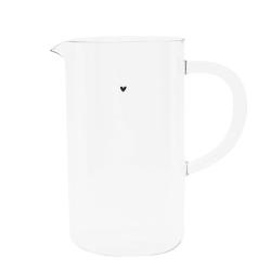 Jug glass XL with black heart 10x21cm