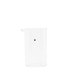 Jug glass with black heart 6x10 cm