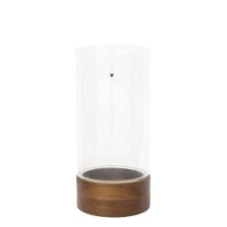 Lantern L with wooden base 12x25 cm