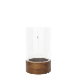 Lantern M with wooden base 12x20 cm