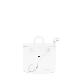 Sugar pot glass with black heart