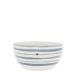 Bowl White M /Watercolour Blue Stripes14 x7 cm