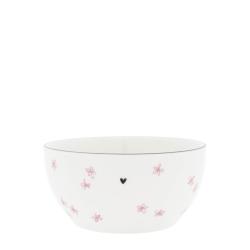 Bowl White M/Watercolour Rose LittleFlowers14 x7cm