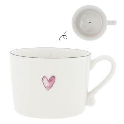 Cup White/Rose Heart 10x8x7cm