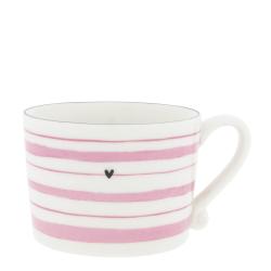 Cup White / Watercolour Rose Stripes 10x8x