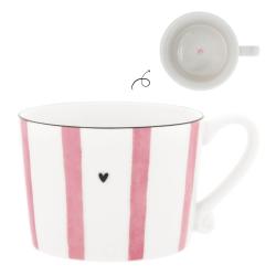 Cup White/Rose Big Stripe 10x8x7cm