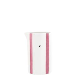 Milk Jug White/Rose Big Stripe 6x10 cm